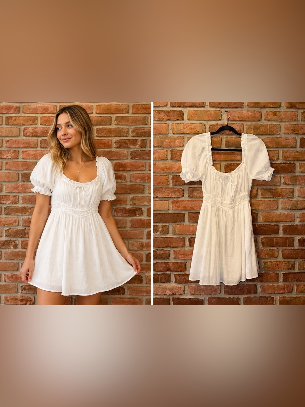 Aerie White Cotton Puff Sleeve Mini Dress | Cottagecore | Size Small